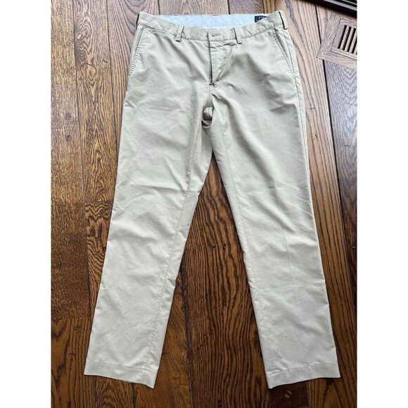 Ralph Lauren Polo Pants Mens 34x34 Khaki Tan Chino Slim Fit Missing Button - Picture 1 of 9